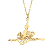 Beautiful Gold Plated Personalized Dancer Young Girl Cutting Hollow Necklace Wholesale Jewelry